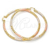 Oro Laminado Extra Large Hoop, Gold Filled Style Hollow and Twist Design, Polished, Tricolor, 02.170.0108.1.80