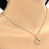 Oro Laminado Pendant Necklace, Gold Filled Style Heart Design, with White Micro Pave, Polished, Golden Finish, 04.195.0026.18