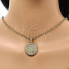 Oro Laminado Fancy Pendant, Gold Filled Style Money Sign Design, with White Micro Pave, Polished, Golden Finish, 05.342.0137