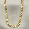 Oro Laminado Basic Necklace, Gold Filled Style Pave Cuban Design, Polished, Golden Finish, 04.213.0087.24