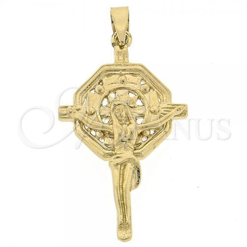 Oro Laminado Religious Pendant, Gold Filled Style Buffalo Design, Golden Finish, 5.188.020