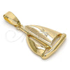 Oro Laminado Fancy Pendant, Gold Filled Style Diamond Cutting Finish, Golden Finish, 5.180.026