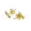 Oro Laminado Stud Earring, Gold Filled Style with White Micro Pave, Polished, Golden Finish, 02.156.0651