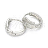 Sterling Silver Huggie Hoop, with White Micro Pave, Polished, Rhodium Finish, 02.175.0174.15