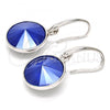 Rhodium Plated Dangle Earring, with Blue Zircon Swarovski Crystals, Polished, Rhodium Finish, 02.239.0001.5