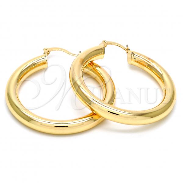 Oro Laminado Medium Hoop, Gold Filled Style Hollow Design, Polished, Golden Finish, 02.170.0088.40