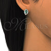 Sterling Silver Huggie Hoop, with Emerald Cubic Zirconia and White Micro Pave, Polished,, 02.186.0060.12
