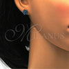 Stainless Steel Stud Earring, Flower Design, with Blue Topaz Crystal, Polished, Golden Finish, 02.271.0020.7