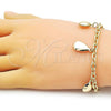 Oro Laminado Charm Bracelet, Gold Filled Style Teardrop and Rolo Design, Polished, Golden Finish, 03.213.0236.07