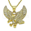 Oro Laminado Fancy Pendant, Gold Filled Style Eagle Design, Diamond Cutting Finish, Golden Finish, 05.213.0135