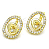 Oro Laminado Leverback Earring, Gold Filled Style with White Crystal, Polished, Golden Finish, 02.59.0128