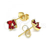 Oro Laminado Stud Earring, Gold Filled Style with Garnet Cubic Zirconia, Polished, Golden Finish, 02.310.0046