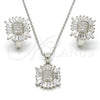 Sterling Silver Earring and Pendant Adult Set, with White Cubic Zirconia, Polished, Rhodium Finish, 10.175.0028