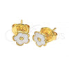 Oro Laminado Stud Earring, Gold Filled Style Flower Design, Yellow Enamel Finish, Golden Finish, 5.126.060 *PROMO*