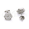 Sterling Silver Stud Earring, with White Cubic Zirconia, Polished, Rhodium Finish, 02.285.0031