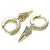 Oro Laminado Dangle Earring, Gold Filled Style with White Micro Pave, Polished, Golden Finish, 02.341.0039