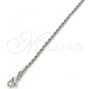 Rhodium Plated Basic Necklace, Rope Design, Polished, Rhodium Finish, 04.64.0001.1.16