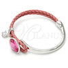 Rhodium Plated Individual Bangle, with Rose Swarovski Crystals and White Micro Pave, Polished, Rhodium Finish, 07.239.0001.3 (03 MM Thickness, One size fits all)