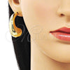 Oro Laminado Stud Earring, Gold Filled Style Teardrop and Hollow Design, Polished, Golden Finish, 02.428.0037