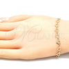 Oro Laminado Fancy Bracelet, Gold Filled Style Heart Design, Polished, Golden Finish, 03.145.0011.08