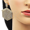 Oro Laminado Long Earring, Gold Filled Style with White Crystal, Polished, Golden Finish, 02.268.0111
