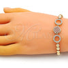 Oro Laminado Fancy Bracelet, Gold Filled Style with White Micro Pave, Polished, Golden Finish, 03.283.0252.07