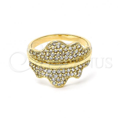 Oro Laminado Multi Stone Ring, Gold Filled Style with  Cubic Zirconia, Polished, Golden Finish, 01.122.0007.09 (Size 9)