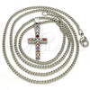 Rhodium Plated Pendant Necklace, Cross Design, with Multicolor Cubic Zirconia, Polished, Rhodium Finish, 04.284.0007.7.22