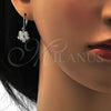 Rhodium Plated Dangle Earring, Flower and Star Design, with White Cubic Zirconia, Polished, Rhodium Finish, 02.217.0056.2