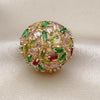 Oro Laminado Multi Stone Ring, Gold Filled Style Baguette Design, with Multicolor Cubic Zirconia, Polished, Golden Finish, 01.266.0073