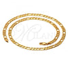 Oro Laminado Basic Necklace, Gold Filled Style Pave Figaro Design, Diamond Cutting Finish, Golden Finish, 5.223.034.30