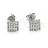 Sterling Silver Stud Earring, with White Cubic Zirconia, Polished, Rhodium Finish, 02.285.0007