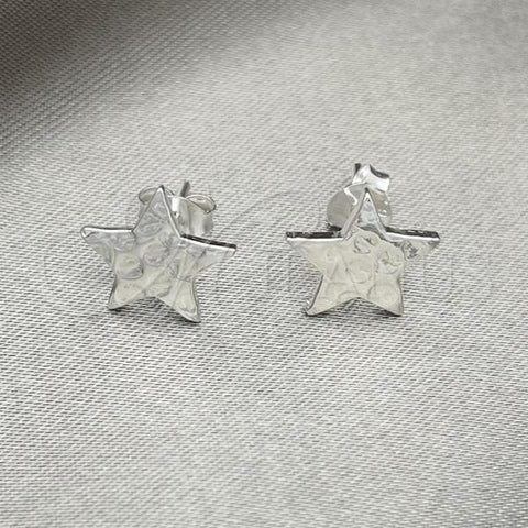 Sterling Silver Stud Earring, Star Design, Polished, Silver Finish, 02.392.0021