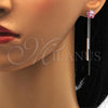 Rhodium Plated Long Earring, Flower Design, with Light Rose Swarovski Crystals, Polished, Rhodium Finish, 02.239.0022.1