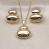 Oro Laminado Earring and Pendant Adult Set, Gold Filled Style Chunky Design, Polished, Golden Finish, 10.163.0028.1