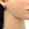 Rhodium Plated Leverback Earring, with Amethyst Swarovski Crystals, Polished, Rhodium Finish, 02.239.0005.5