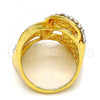 Oro Laminado Multi Stone Ring, Gold Filled Style with White Crystal, Polished, Golden Finish, 01.241.0011.08 (Size 8)