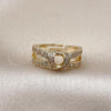 Oro Laminado Multi Stone Ring, Gold Filled Style Heart and Baguette Design, with White Cubic Zirconia, Polished, Golden Finish, 01.266.0055