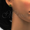 Stainless Steel Stud Earring, Flower Design, with Dark Peridot Crystal, Polished, Golden Finish, 02.271.0020.10