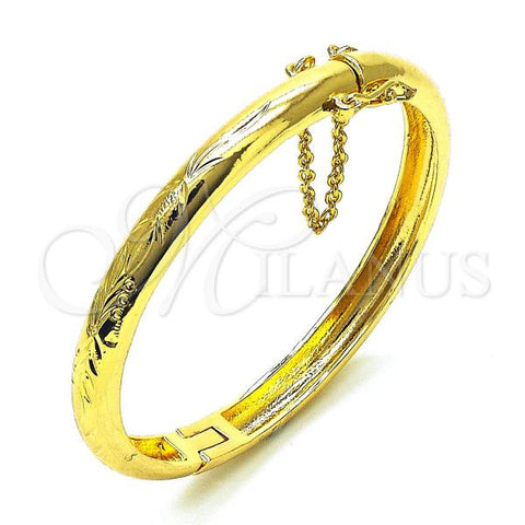 Oro Laminado Individual Bangle, Gold Filled Style Diamond Cutting Finish, Golden Finish, 07.168.0017.04