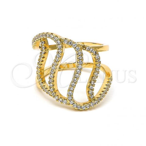 Oro Laminado Multi Stone Ring, Gold Filled Style with White Cubic Zirconia, Polished, Golden Finish, 01.155.0043.07 (Size 7)