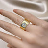 Oro Laminado Multi Stone Ring, Gold Filled Style Evil Eye Design, with Turquoise and White Micro Pave, Polished, Golden Finish, 01.341.0103