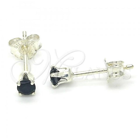 Sterling Silver Stud Earring, with Black Cubic Zirconia, Polished,, 02.63.2604.3