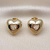 Oro Laminado Stud Earring, Gold Filled Style Heart Design, with White Cubic Zirconia, Polished, Golden Finish, 02.163.0373