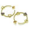 Oro Laminado Medium Hoop, Gold Filled Style Heart Design, with Multicolor Micro Pave, Polished, Golden Finish, 02.210.0707.1.30