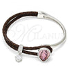 Rhodium Plated Individual Bangle, Teardrop Design, with Light Rose Swarovski Crystals and White Micro Pave, Polished, Rhodium Finish, 07.239.0002.6 (03 MM Thickness, One size fits all)
