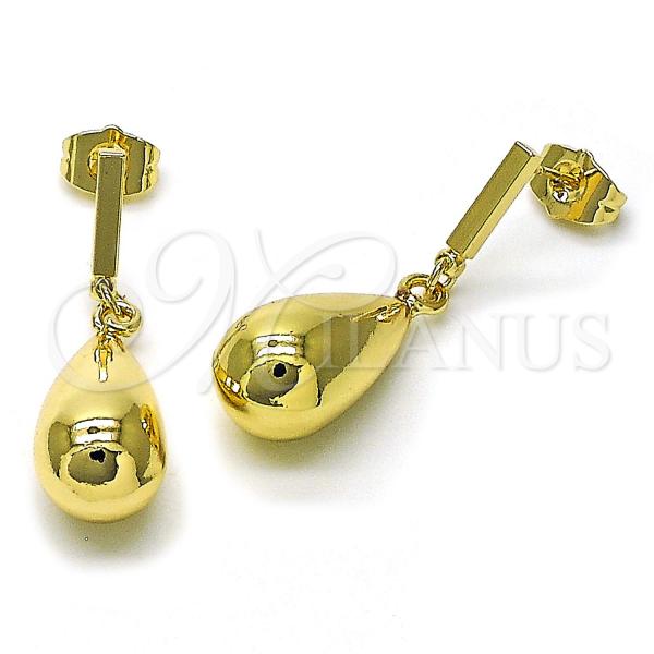 Oro Laminado Dangle Earring, Gold Filled Style Chunky Design, Polished, Golden Finish, 02.60.0160