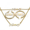Oro Laminado Necklace, Bracelet and Earring, Gold Filled Style Polished, Tricolor, 06.63.0250.1
