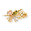 Oro Laminado Multi Stone Ring, Gold Filled Style Flower and Butterfly Design, with Multicolor and White Cubic Zirconia, Polished, Golden Finish, 5.172.011.07 (Size 7)