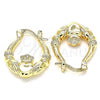 Oro Laminado Small Hoop, Gold Filled Style Heart and Crown Design, Polished, Golden Finish, 02.233.0035.20